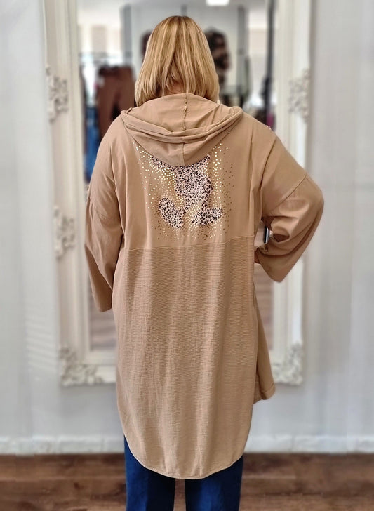 🌟Lässige Long Jacke mit funkelnde Animal Print🌟