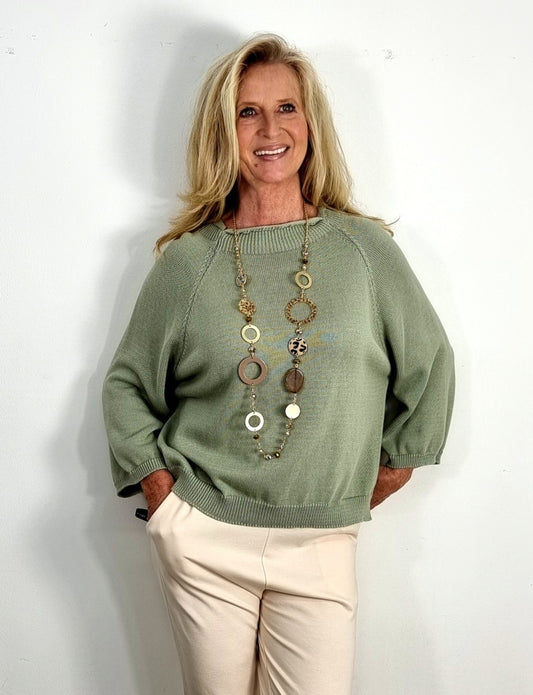 Strickpullover in Salbeigrün