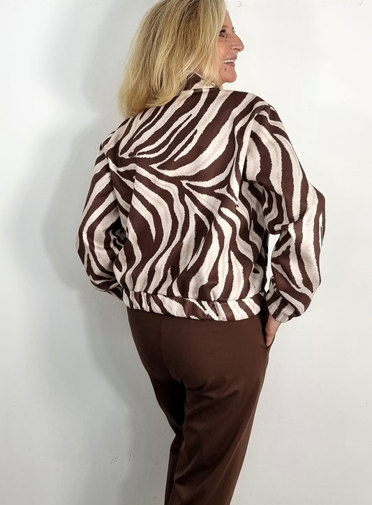 Zebra-Blouson in Wildleder-Optik - Braun