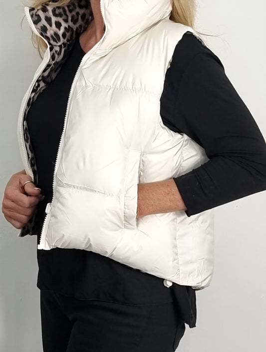 2 in 1 Design Wende Steppweste " Weiß"