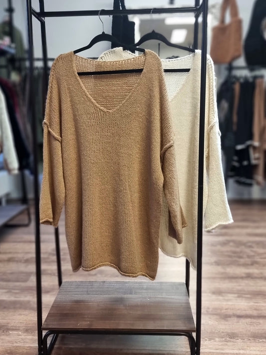 Oversize Strickpullover mit V-Ausschnitt 🤍