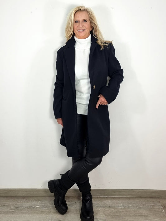 Eleganter Wollmantel in Schwarz – Zeitlos & Stilvoll