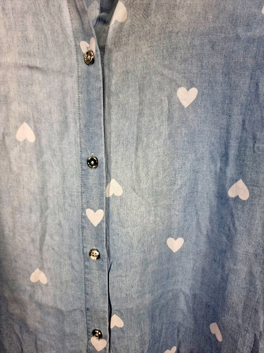 Jeansbluse mit Herzprint