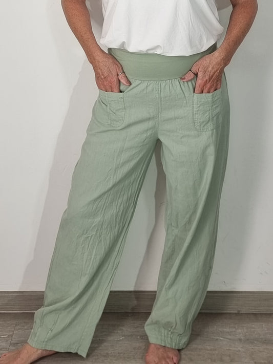 Lässige Leinenhose mit Komfortbund