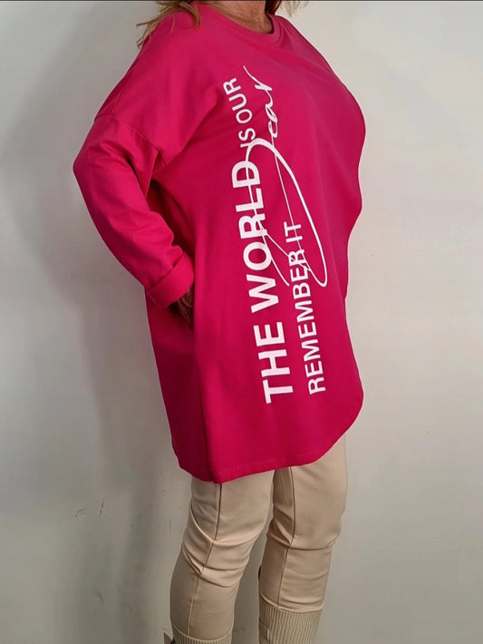 🌸 Shirt „The World is Yours“ – Pink