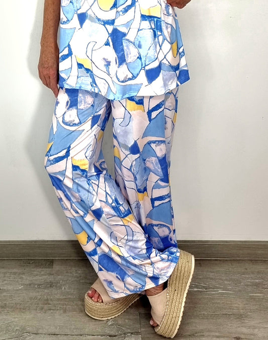 Weich fallende Hose, mit Retro Muster