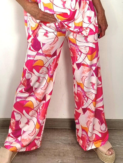 Weich fallende Hose, mit Retro Muster