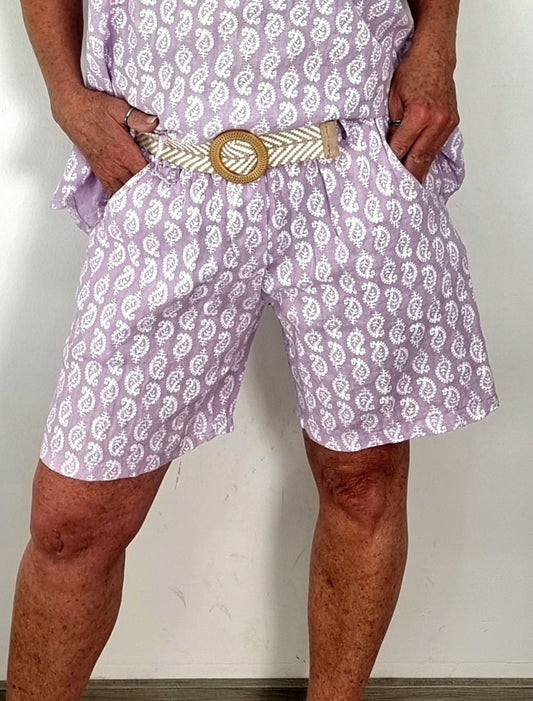Leinen Shorts Flieder