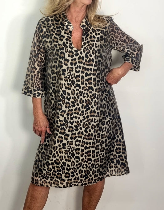 🐆Leopardenkleid mit 3/4 Arm🐆