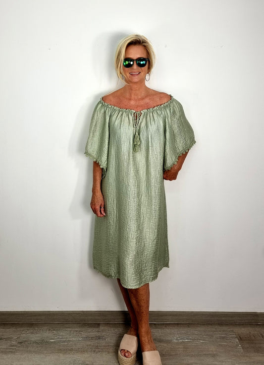 Oversize / Plussize /  Off - Shoulder Kleid Beige
