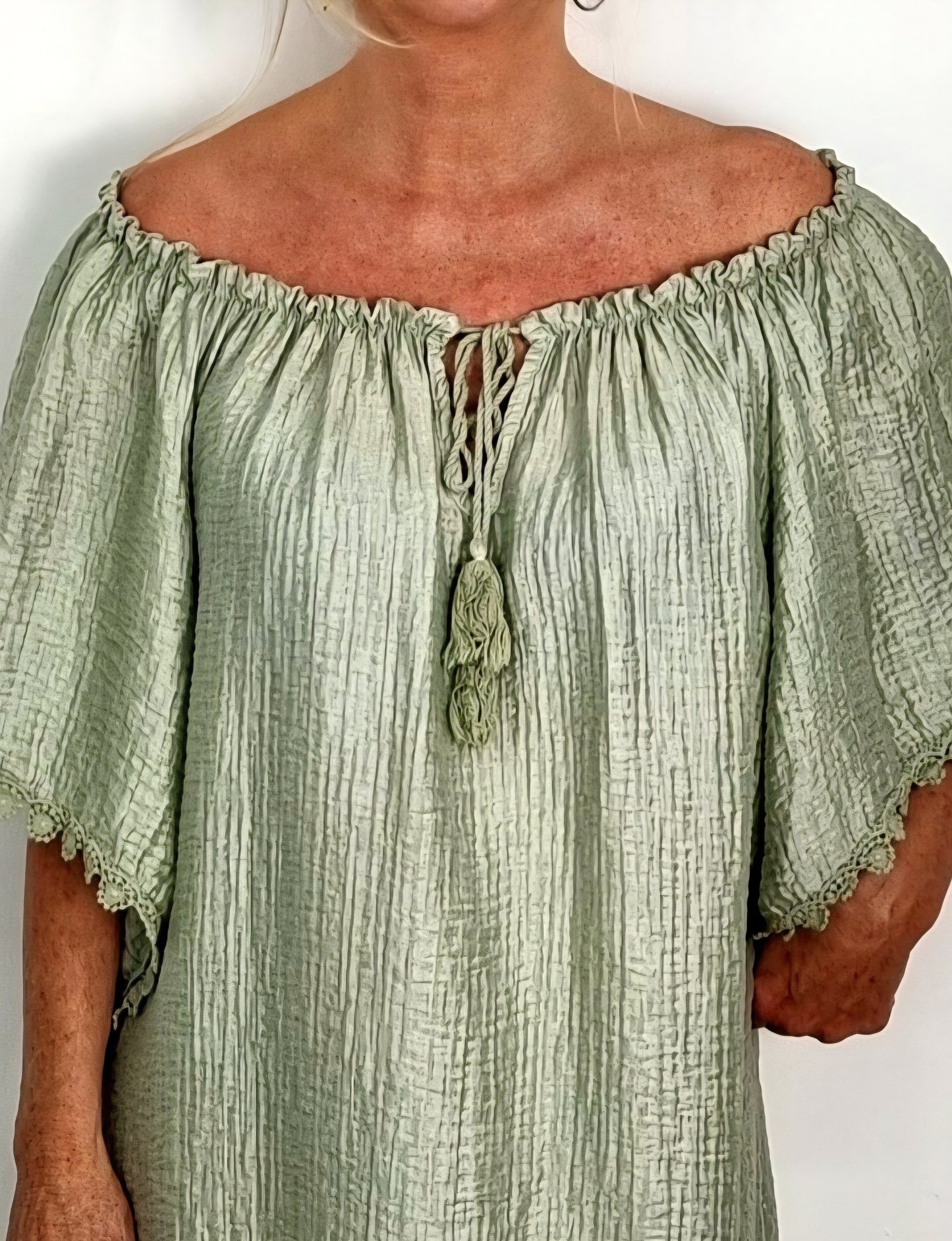 Oversize / Plussize /  Off - Shoulder Kleid Beige