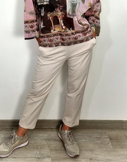 Cozy Hose Beige und Wollweiß