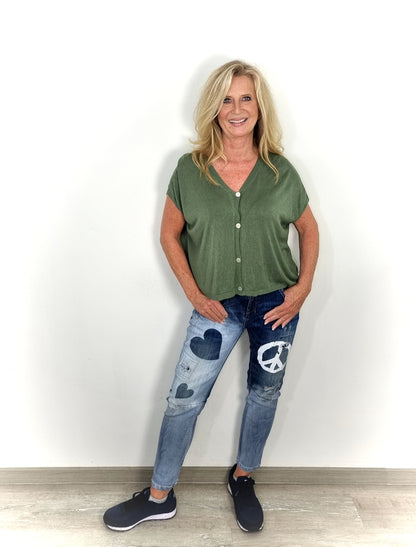 Jeans mit Herz & Peace Symbol