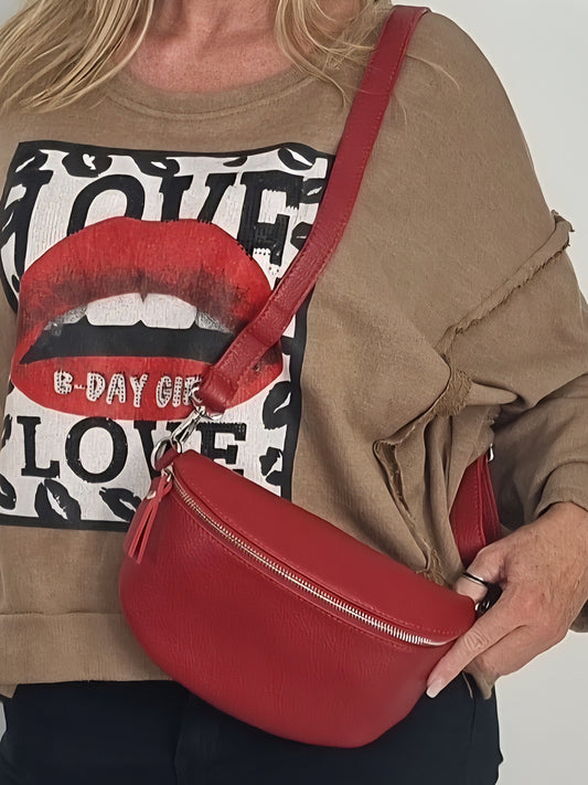 Rote Ledertasche