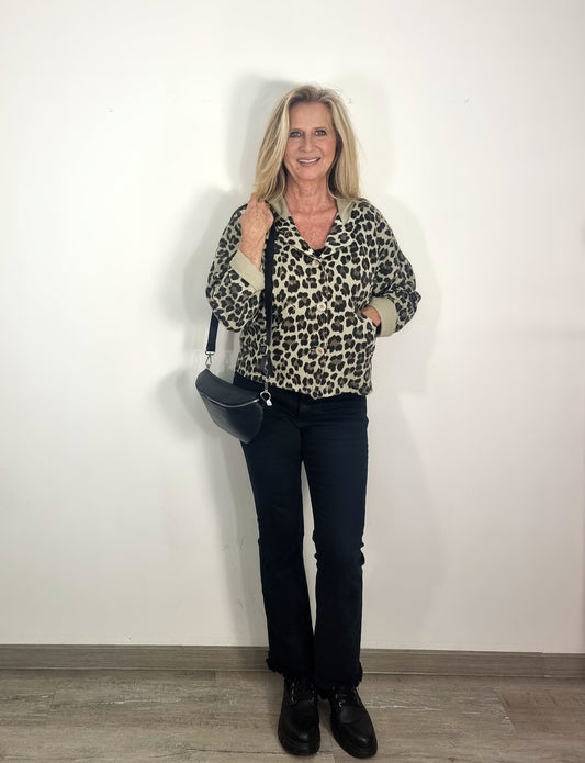 Leoparden- Jacke mit Kapuze