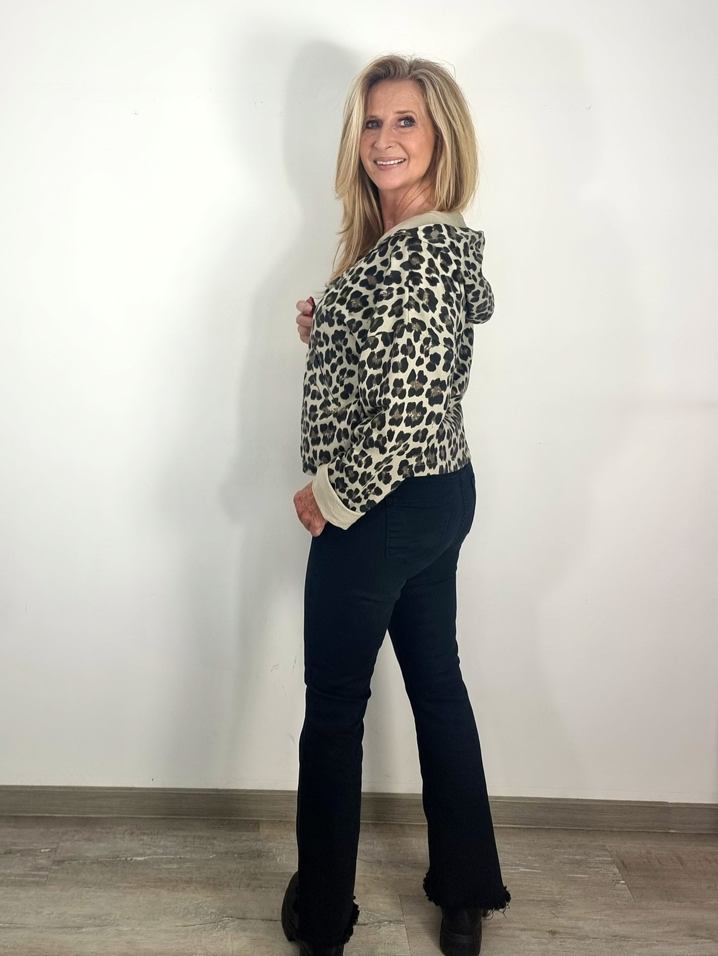 Leoparden- Jacke mit Kapuze