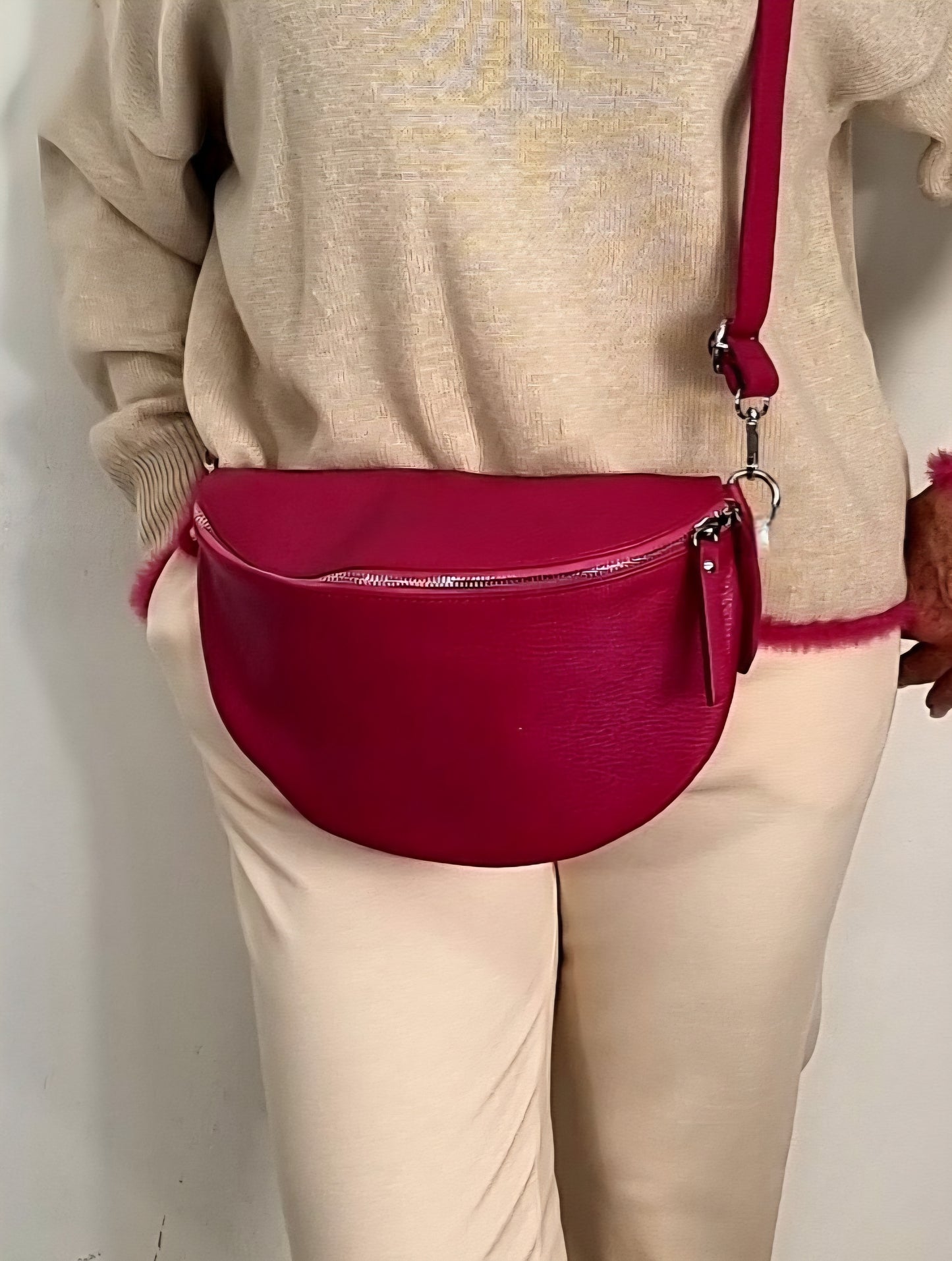 Große Ledertasche "Pink""