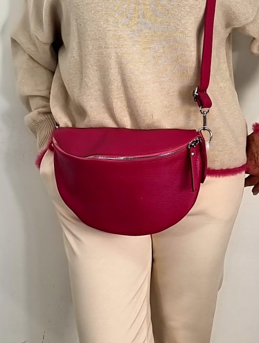 Große Ledertasche "Pink""