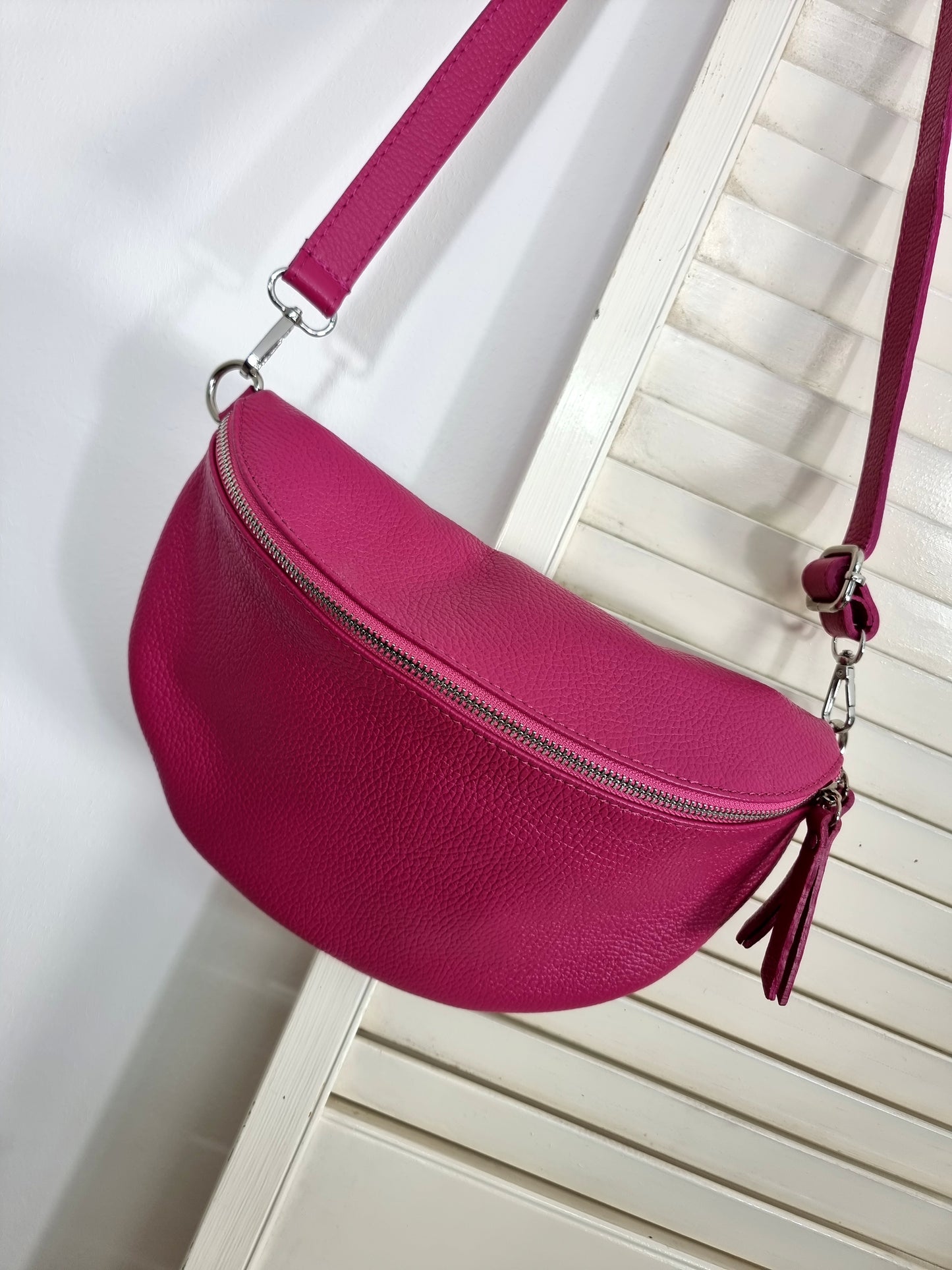 Große Ledertasche "Pink""