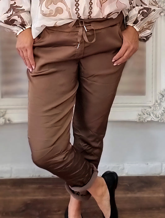 Jogpants Satin " Braun"