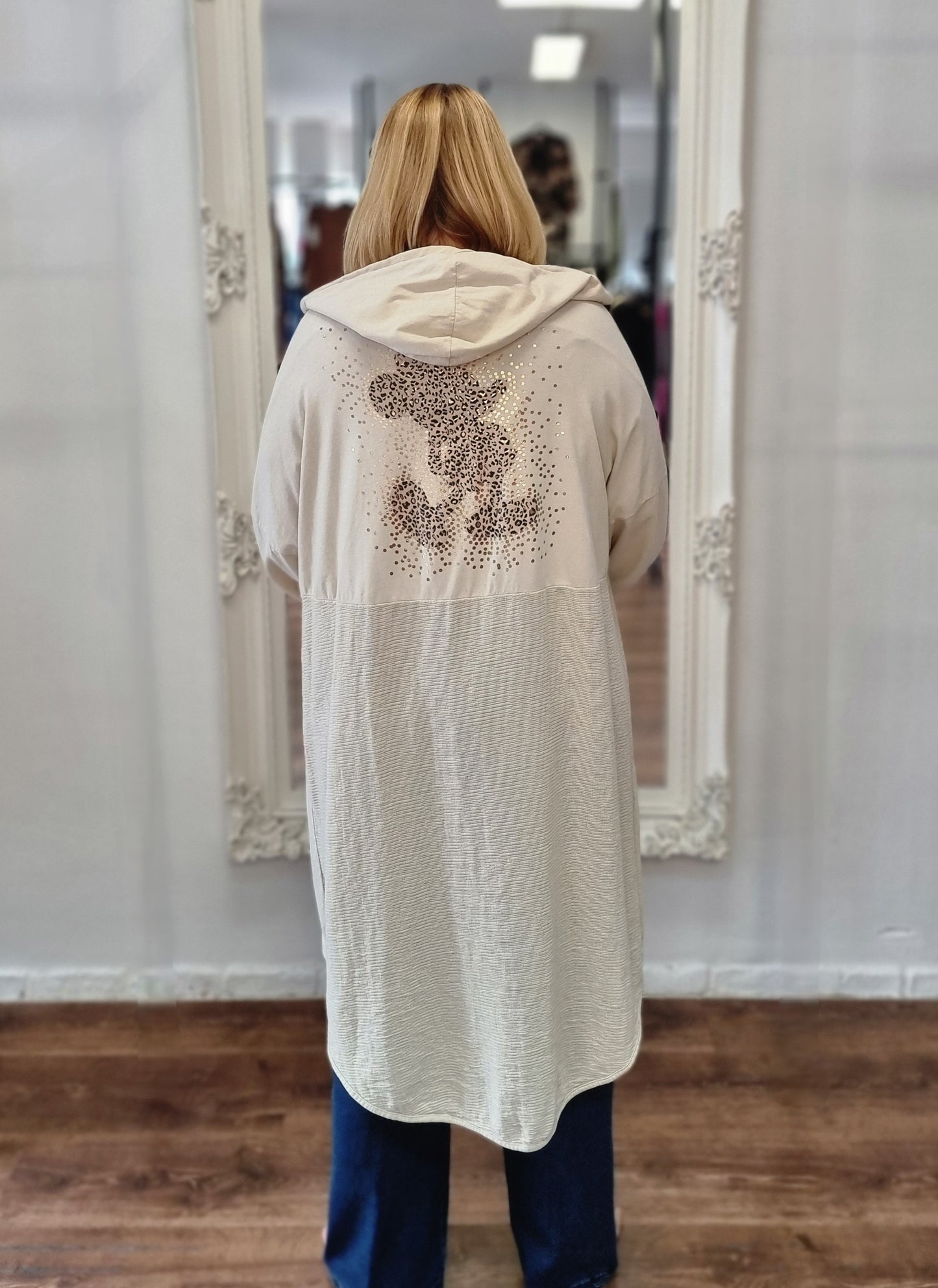 🌟Lässige Long-Jacke mit funkelnde Animal-Print🌟