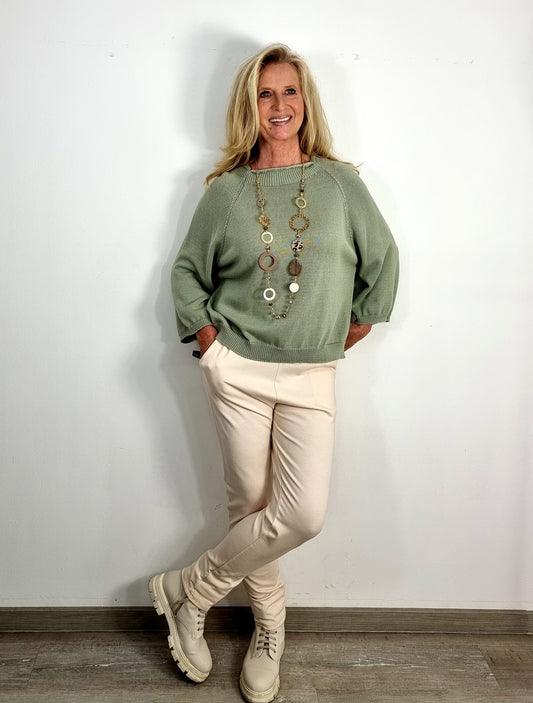 Strickpullover in Salbeigrün