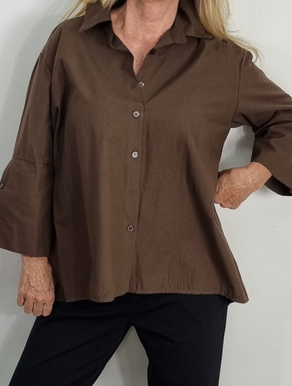Locker geschnittene Bluse in Schokobraun