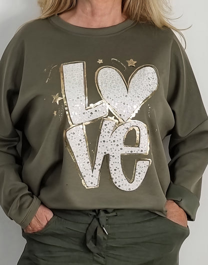 Sweatshirt „LOVE“ – Khaki