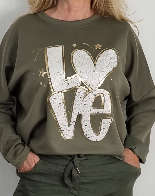 Sweatshirt „LOVE“ – Khaki