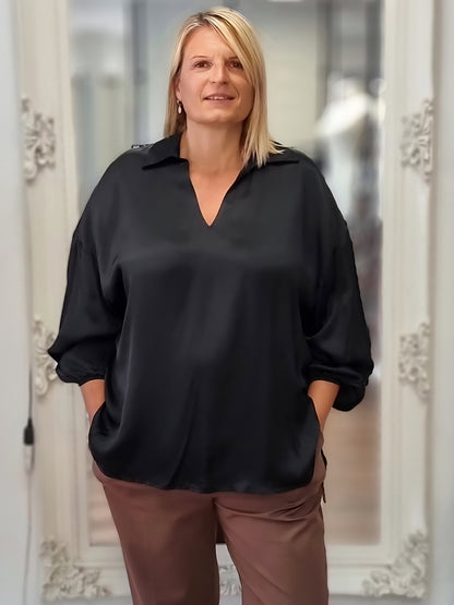 Satinbluse in Schwarz – Eleganz trifft auf Komfort
