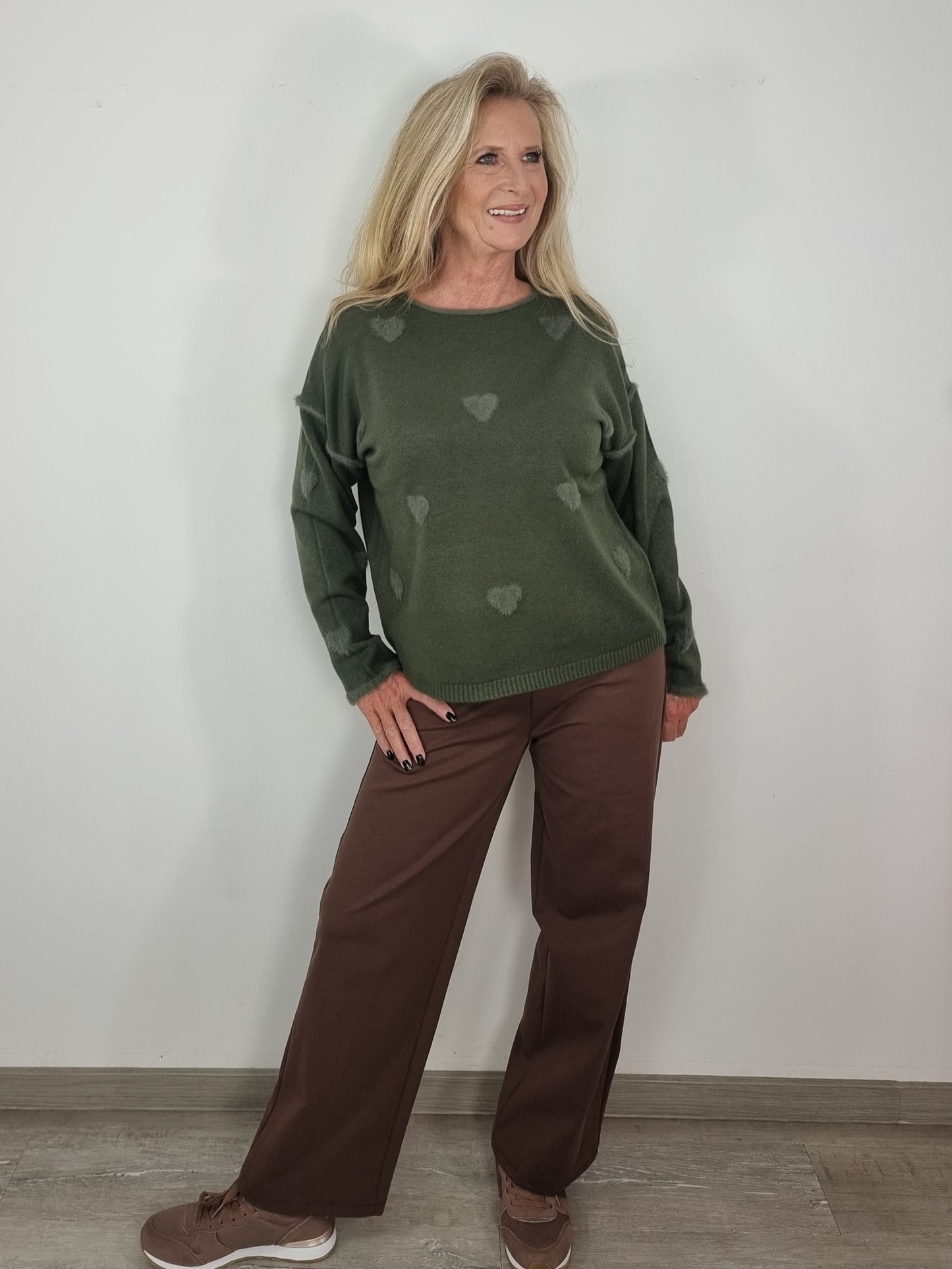 Weite Stoffhose in Schokbraun