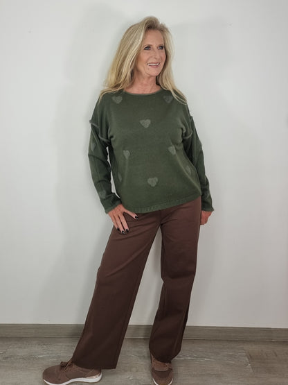 Weite Stoffhose in Schokbraun