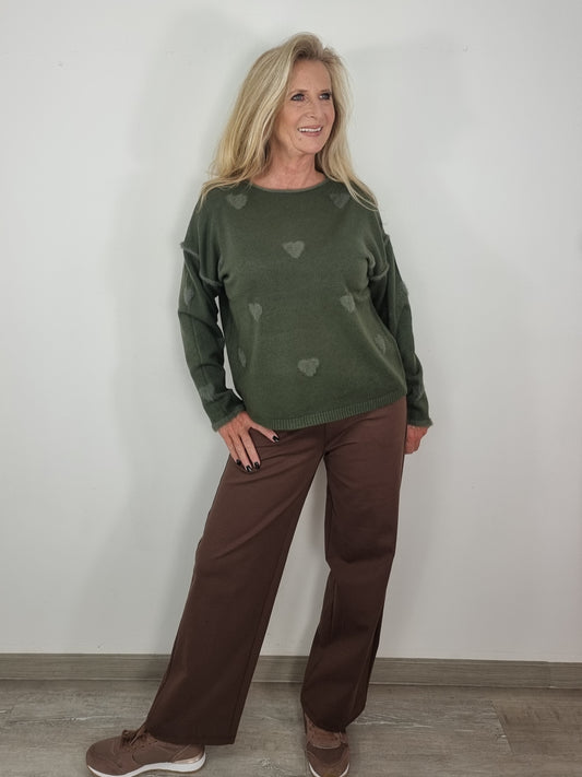 Weite Stoffhose in Schokbraun