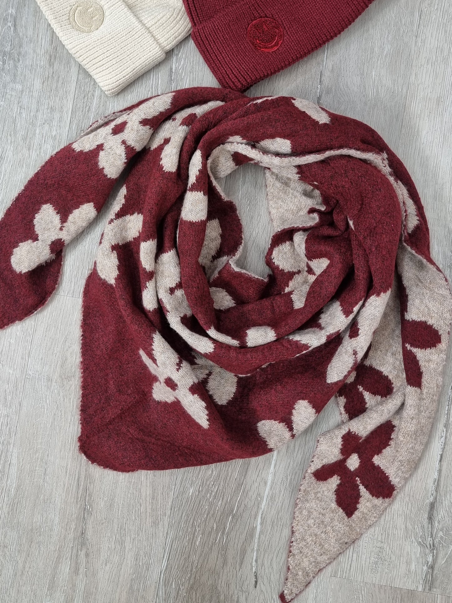 💕 Dreieckstuch mit Blumen, beidseitig tragbar