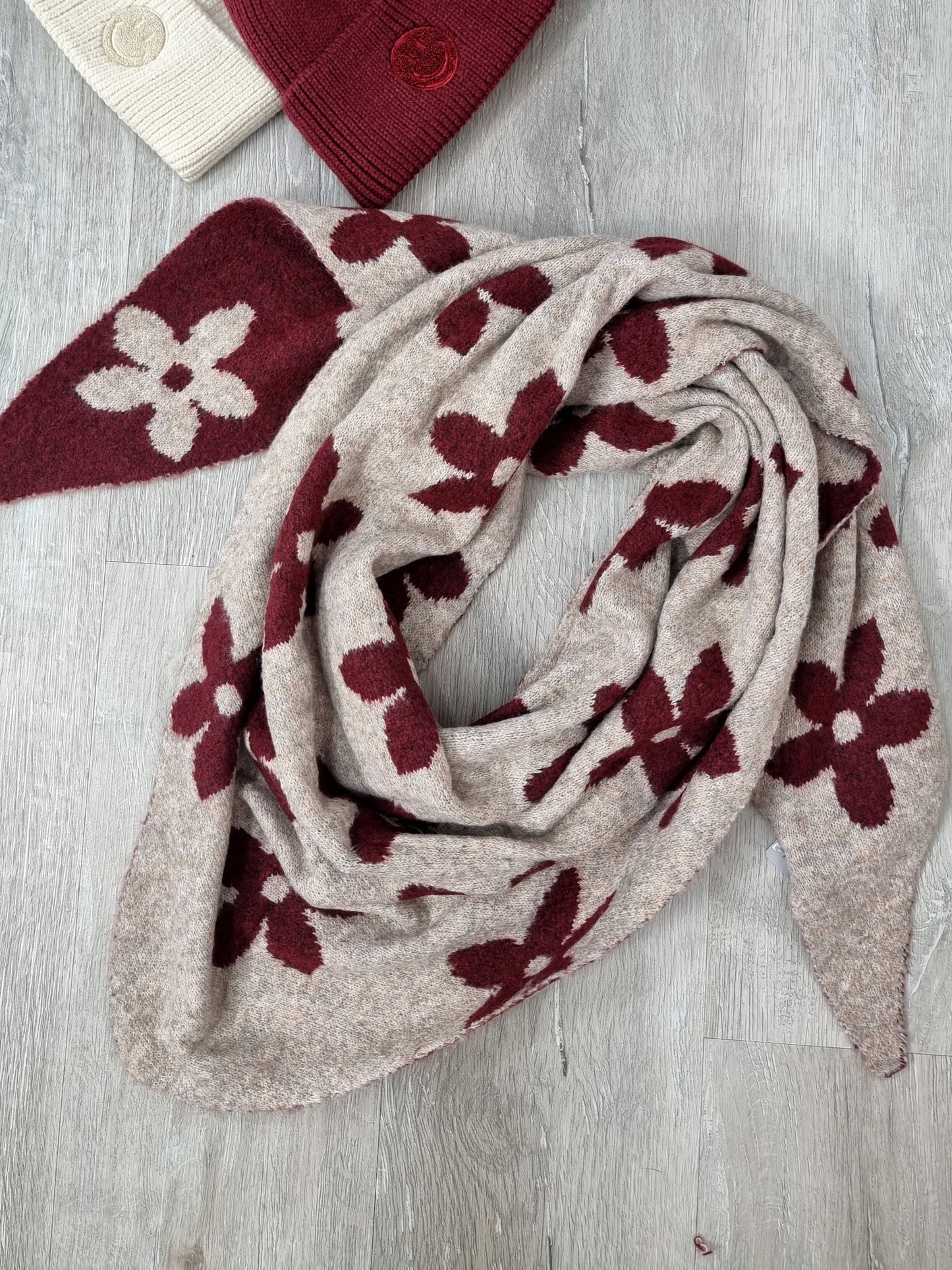 💕 Dreieckstuch mit Blumen, beidseitig tragbar