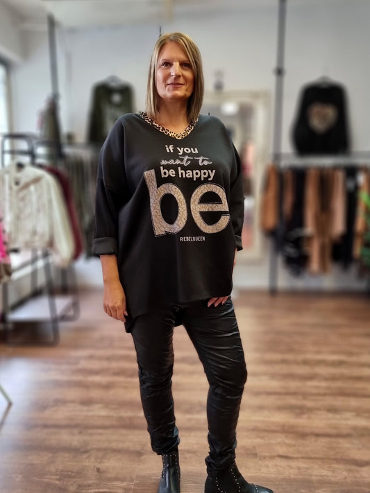 Oversize Sweatshirt „Be Happy“