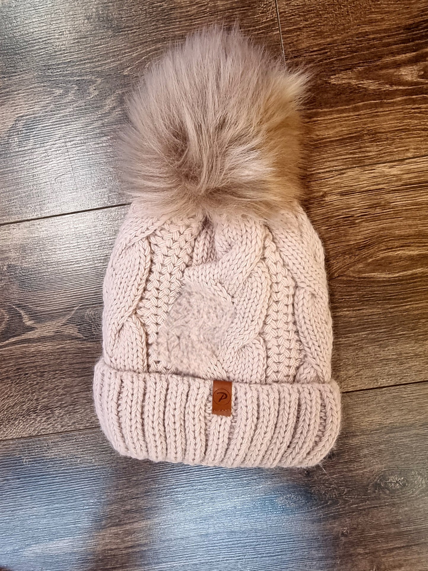 Kuschelige Strickmütze mit Kunstfell-Bommel 4 Farben