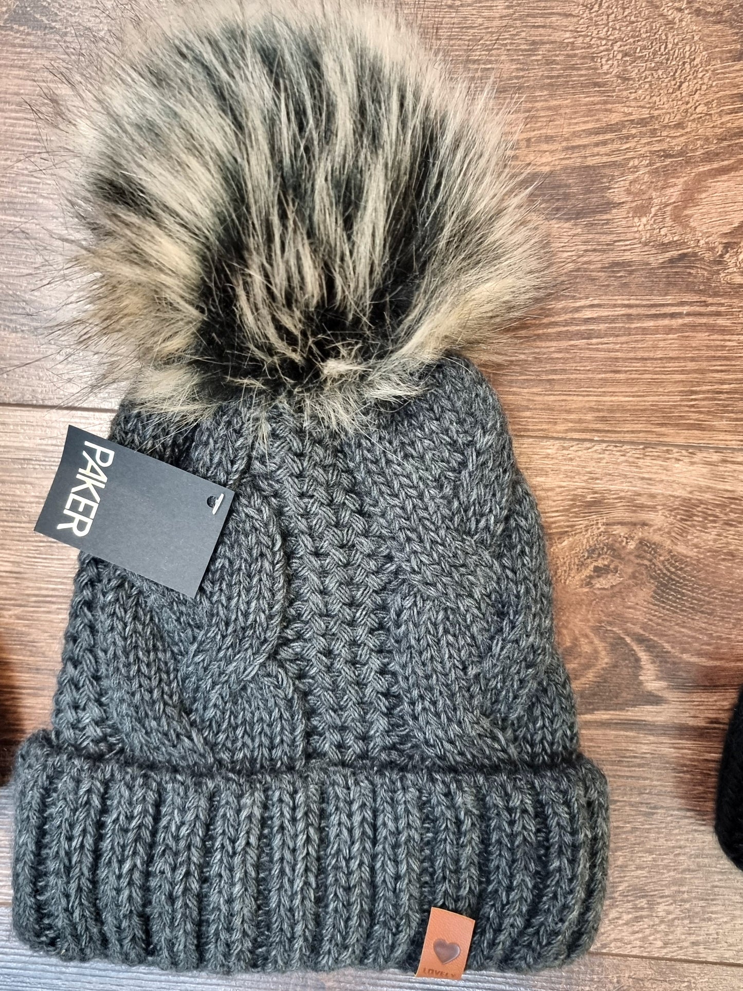 Kuschelige Strickmütze mit Kunstfell-Bommel 4 Farben