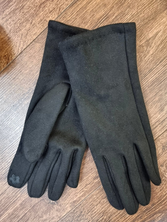 Damenhandschuhe in Wildlederoptik Schwarz