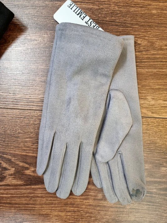 Damenhandschuhe in Wildlederoptik Hell Grau