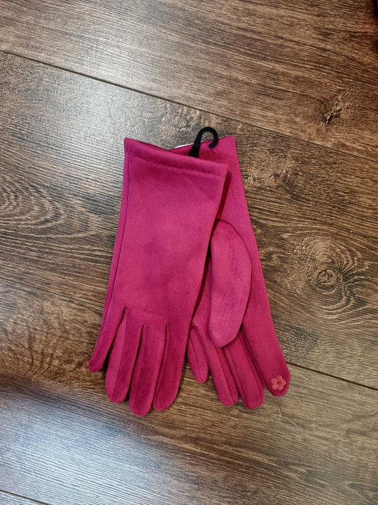 Damenhandschuhe in Wildlederoptik Pink