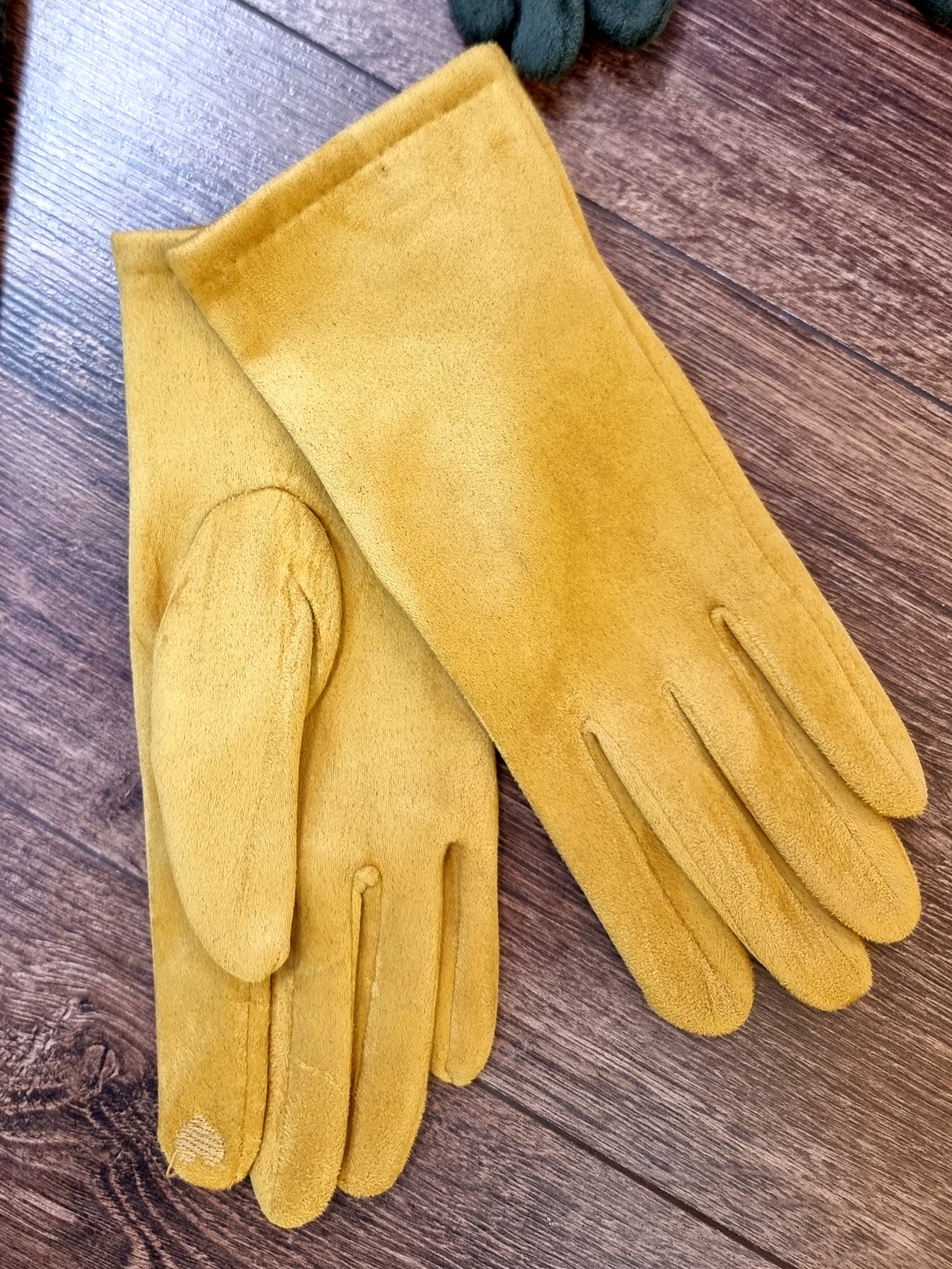 Damenhandschuhe in Wildlederoptik Ocker