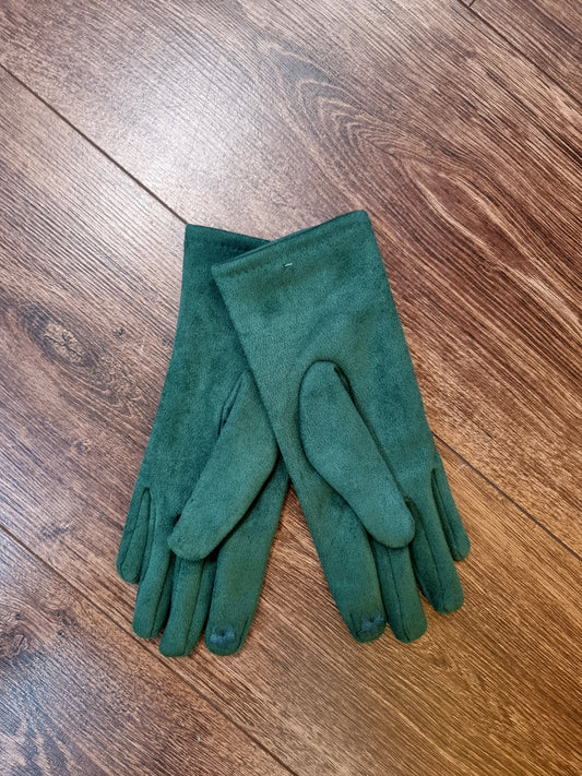 Damenhandschuhe in Wildlederoptik Tannen Grün