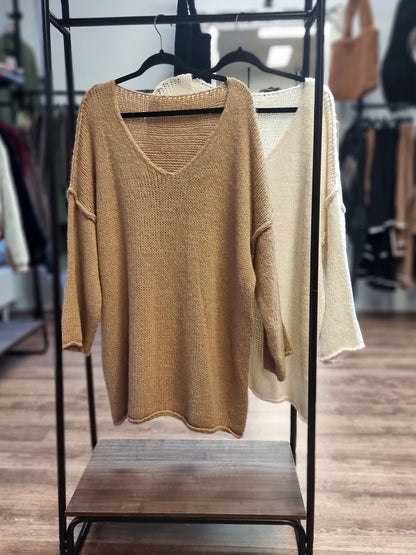 Oversize Strickpullover mit V-Ausschnitt 🤍