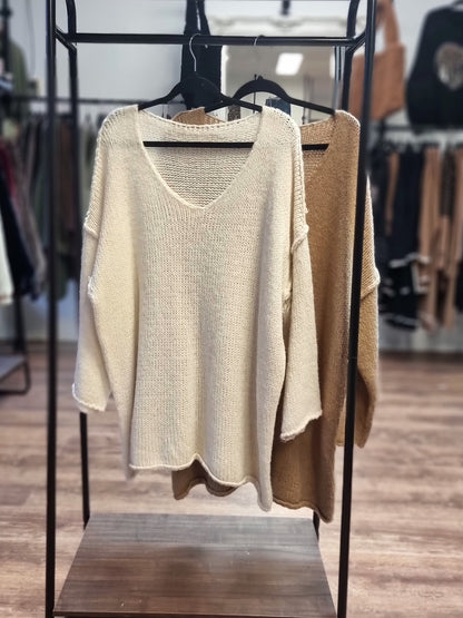 Oversize Strickpullover mit V-Ausschnitt 🤍