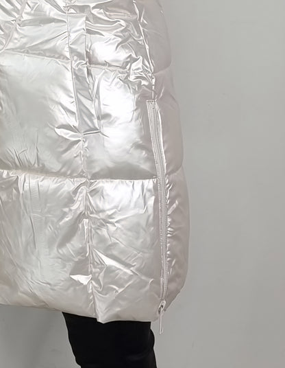 Metallic Steppjacke mit Kapuze