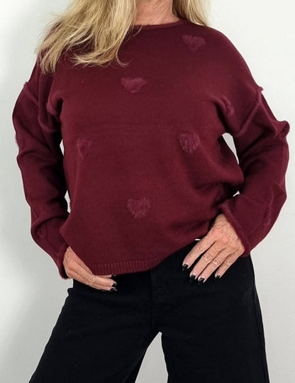 💛 Herzchen Pullover Bordeaux💛