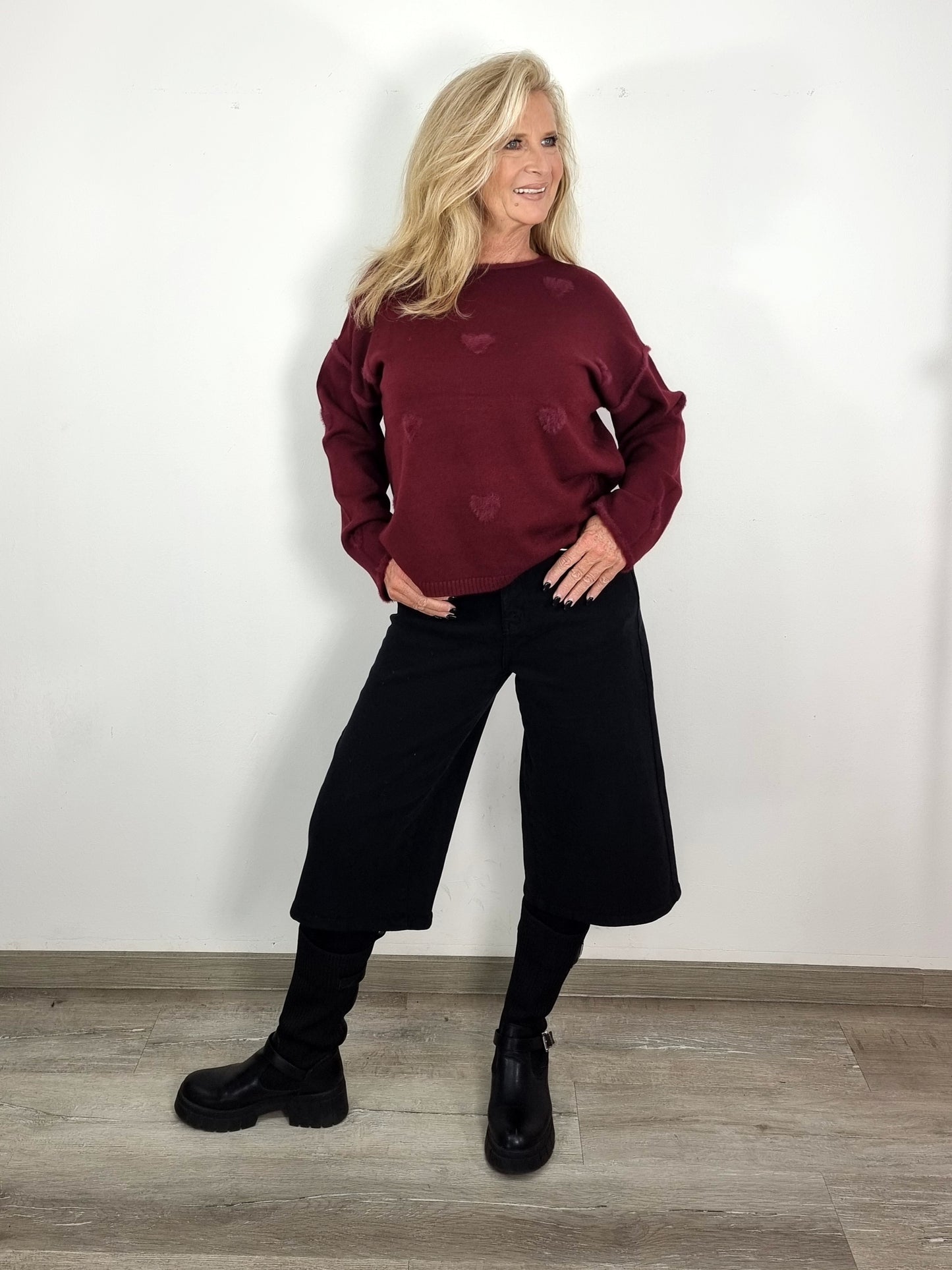 💛 Herzchen Pullover Bordeaux💛