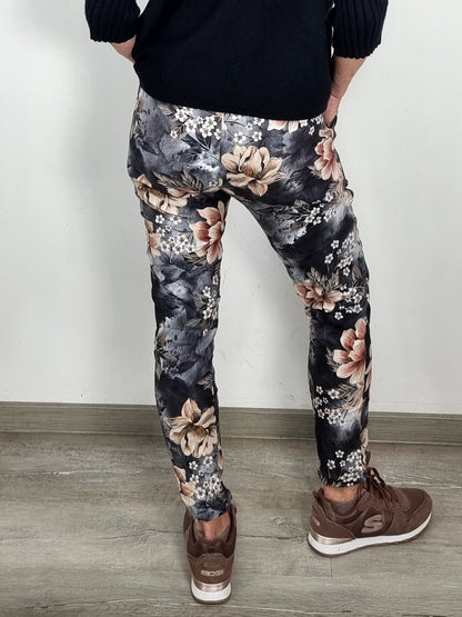 Hose in Wildleder-Optik mit Print