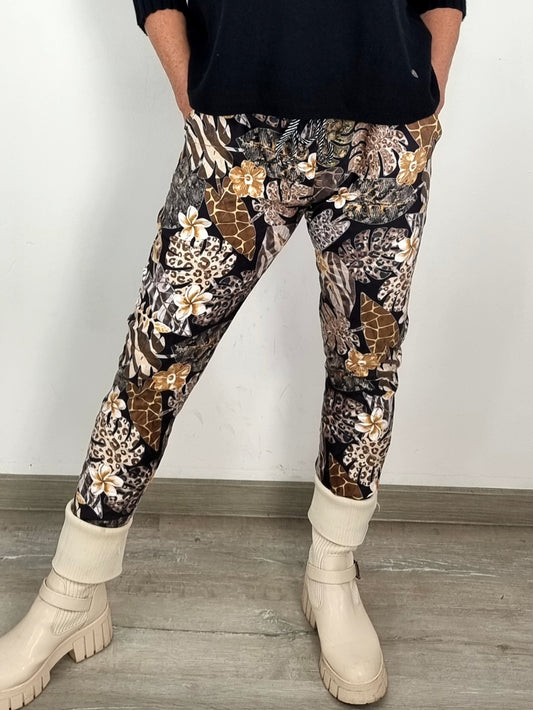 Hose in Wildleder-Optik mit Print